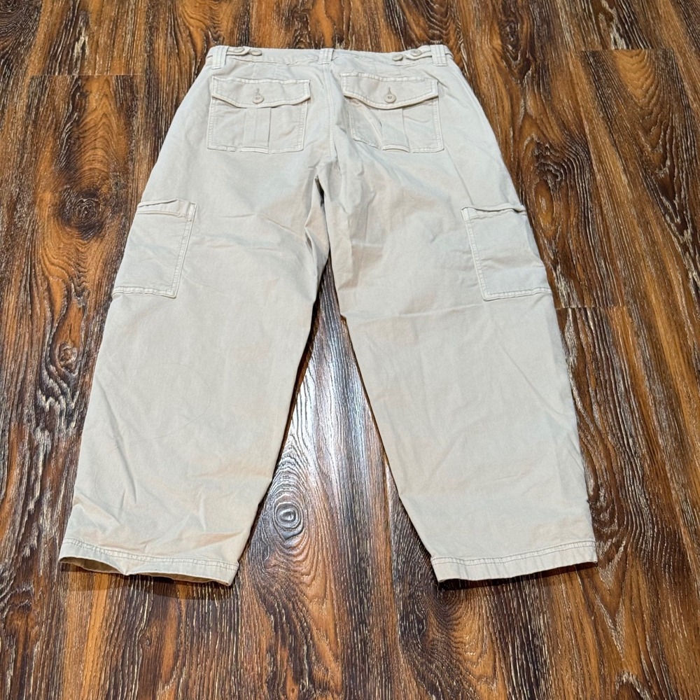 American Eagle Khaki Tan Cargo Pants Womens 4 Regular Wide Leg Stretch Utility